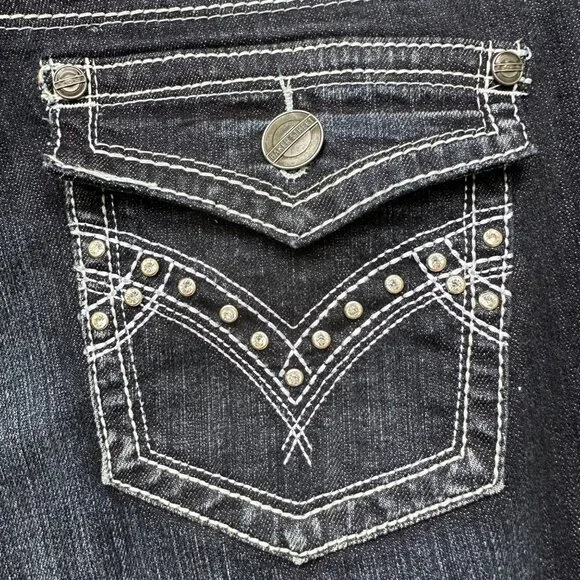 Baker Street Denim Dark Blue Heavy Stitch Crop Cuffed NWT Jeans Size 15 - Picture 13 of 13